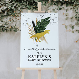 Póster Signo de bienvenida de los dinosaurios dorados tro