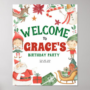 Póster Signo de bienvenida de los niños Navidades Fiesta