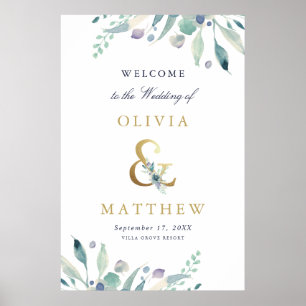 Póster Signo de bienvenida de Luxe Floral Ampersand y Bod