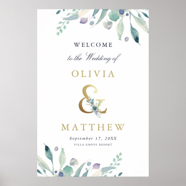 Póster Signo de bienvenida de Luxe Floral Ampersand y Bod (Frente)