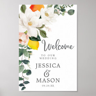 Póster Signo de bienvenida de Magnolia Citrus Boda