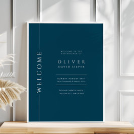 Póster Signo de bienvenida de Mitzvah del Bar Azul de la 