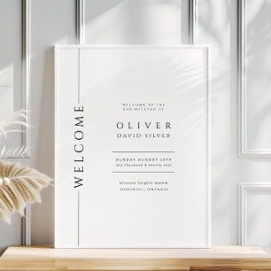 Póster Signo de bienvenida de Mitzvah en blanco y negro m