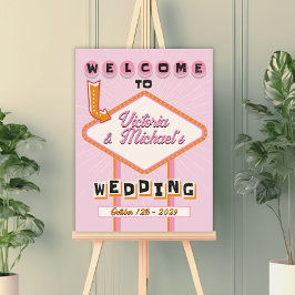 Póster Signo de bienvenida de Mod Retro de Las Vegas Boda