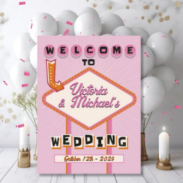 Póster Signo de bienvenida de Mod Retro de Las Vegas Boda