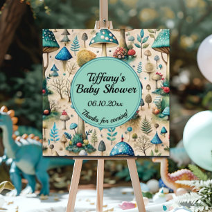 Póster Signo de bienvenida de Mushrooms Fairyland Baby Sh