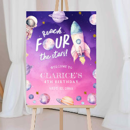 Póster Signo de bienvenida de nacimiento del Chica espaci