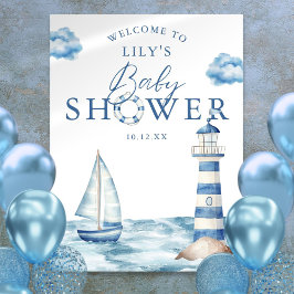 Póster Signo de bienvenida de Nautical Boy Baby Shower