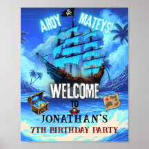 Signo de bienvenida de Neon Glow Pirate Ship Ahoy