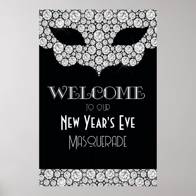 Póster Signo de bienvenida de Nochevieja de mascarada de  (Frente)