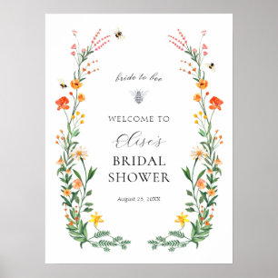 Póster Signo de bienvenida de novia al jardín de flores s