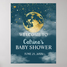 Póster Signo de bienvenida de oro verde azulado sobre la