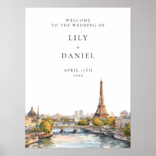 Póster Signo de bienvenida de París Francia Boda