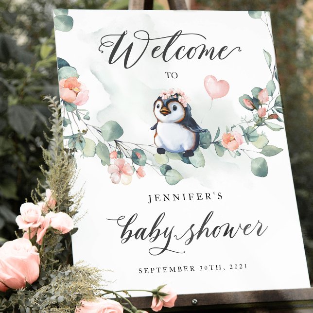 Póster Signo de bienvenida de Penguin Baby Shower (Subido por el creador)