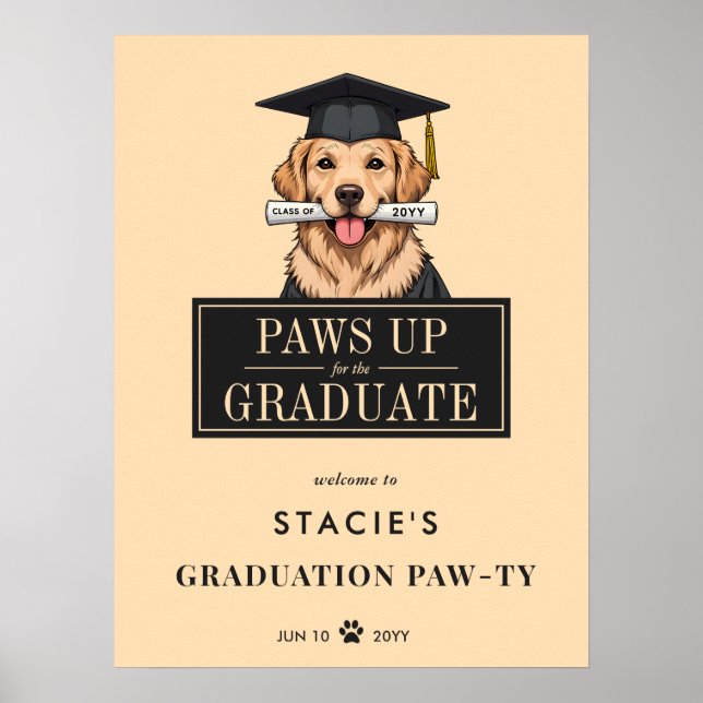 Póster Signo de bienvenida de perro de la clase Cute Gold (Frente)