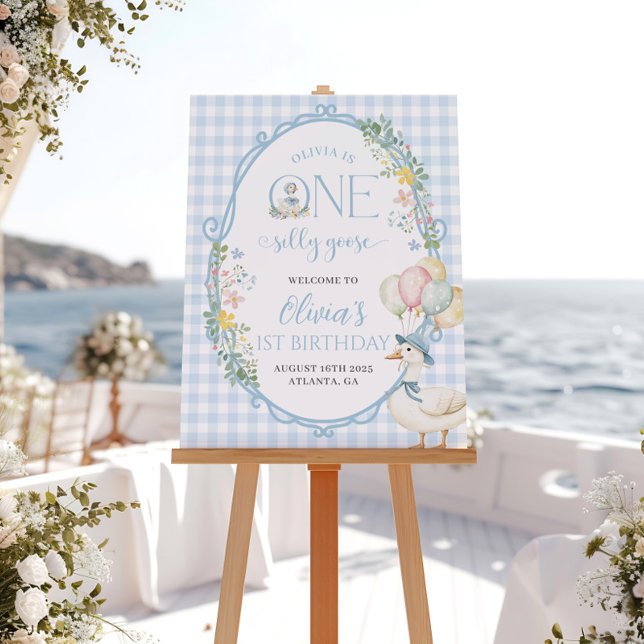 Póster Signo de bienvenida de primer cumpleaños azul de u (Subido por el creador)