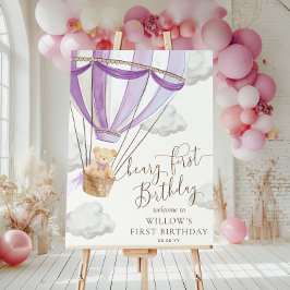 Póster Signo de bienvenida de primer cumpleaños de Lilac