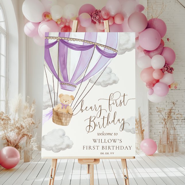 Póster Signo de bienvenida de primer cumpleaños de Lilac  (Subido por el creador)