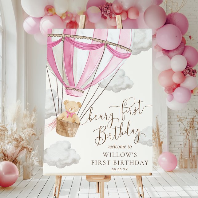 Póster Signo de bienvenida de primer cumpleaños de Pink T (Subido por el creador)