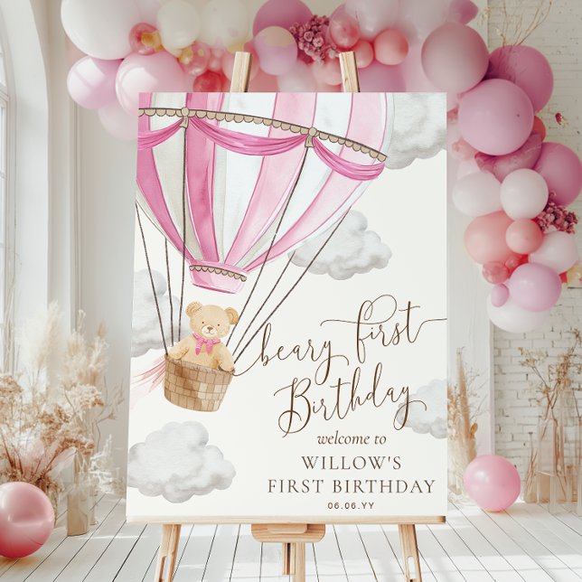 Póster Signo de bienvenida de primer cumpleaños de Pink T (Subido por el creador)