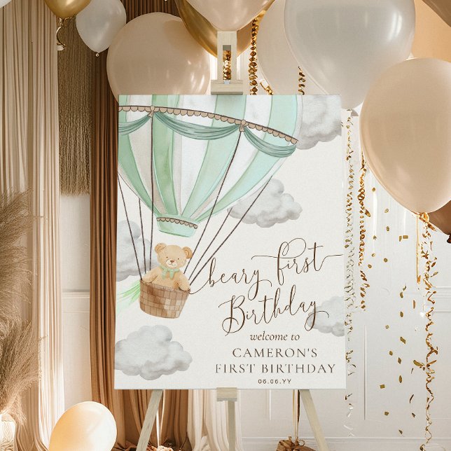 Póster Signo de bienvenida de primer cumpleaños de Teddy  (Subido por el creador)