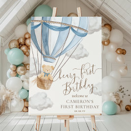 Póster Signo de bienvenida de primer cumpleaños de Teddy 