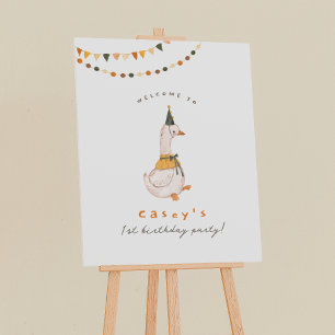 Póster Signo de bienvenida de primer cumpleaños de una fi