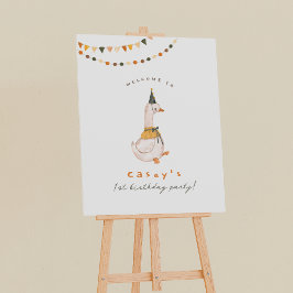 Póster Signo de bienvenida de primer cumpleaños de una fi