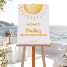 Signo de bienvenida de primer cumpleaños Sunshine