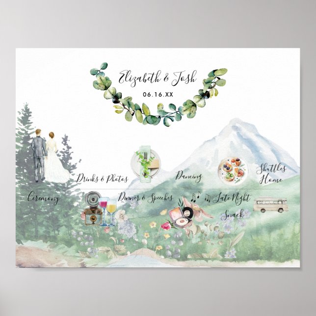 Póster Signo de bienvenida de programación de Boda inform (Frente)