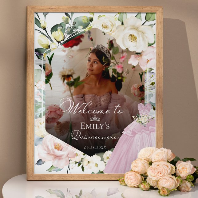 Póster Signo de bienvenida de Quinceañe floral de vestido (Subido por el creador)
