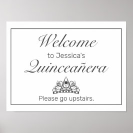 Póster Signo de bienvenida de Quinceanera blanca Minimali