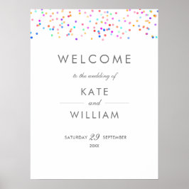 Póster Signo de bienvenida de Rainbow Confetti Boda