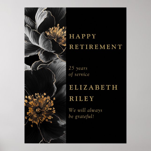 Póster Signo de bienvenida de retiro feliz de floral de o (Frente)