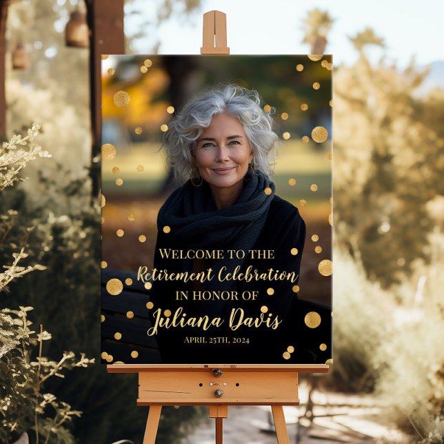 Póster Signo de bienvenida de retiro moderno con foto (Subido por el creador)