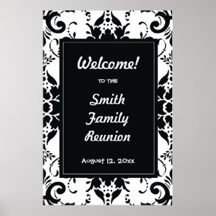 Póster Signo de bienvenida de Reunión familiar Damask