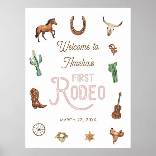Póster Signo de bienvenida de rodeo de cumpleaños indio o (Frente)