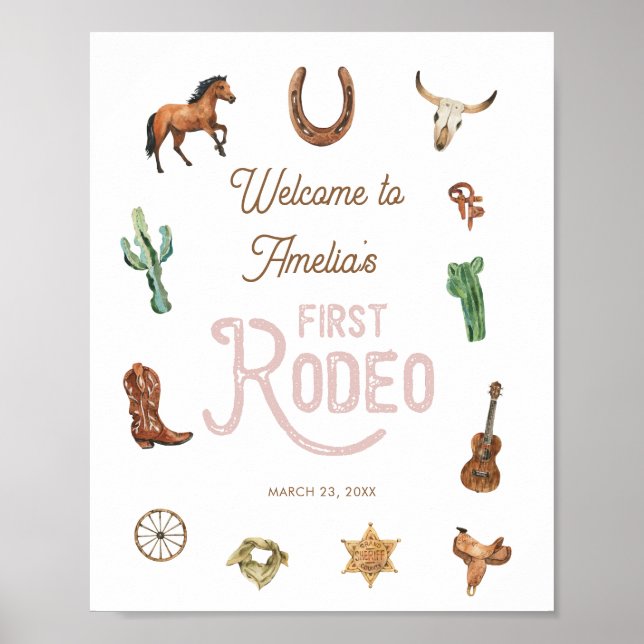 Póster Signo de bienvenida de rodeo de cumpleaños indio o (Frente)