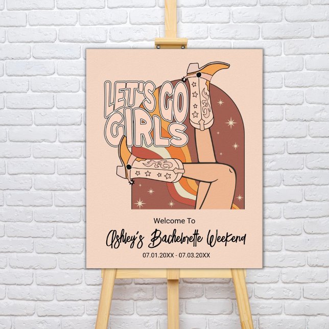Póster Signo de bienvenida de rodeo rosa Retro Pastel (Subido por el creador)