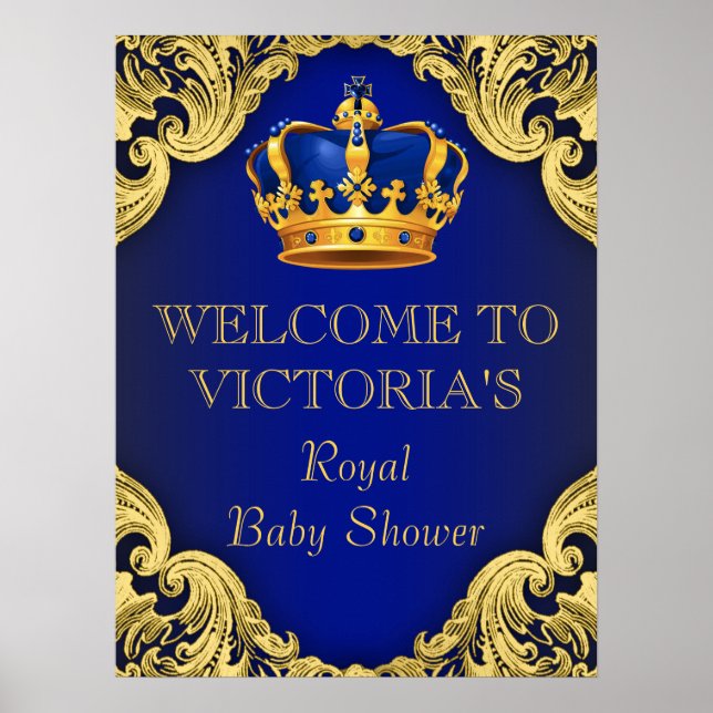 Póster Signo de bienvenida de Royal Prince Baby Shower (Frente)