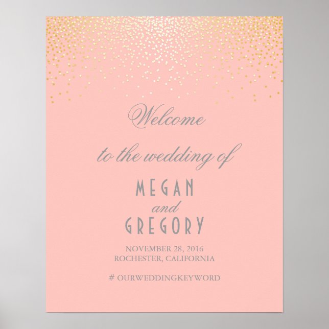 Póster Signo de bienvenida de Rubor Boda de partículas de (Frente)