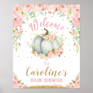 Póster Signo de bienvenida de Rubor Floral para calabaza