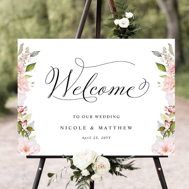 Póster Signo de bienvenida de Rubor rosa y Boda Rosa dora (Subido por el creador)