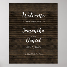 Póster Signo de bienvenida de Rusn Barn Wood Boda