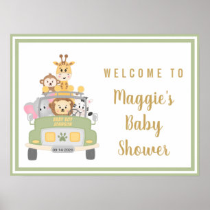 Póster Signo de bienvenida de Safari Baby Shower