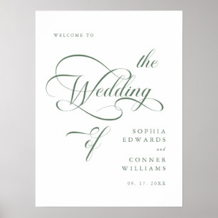 Póster Signo de bienvenida de Sage Green Elegated Boda
