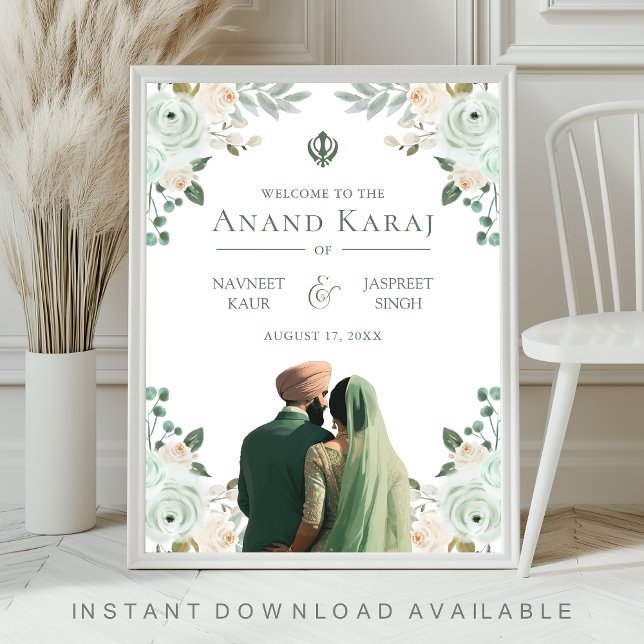 Póster Signo de bienvenida de Sage Green Floral Anand Kar (Subido por el creador)