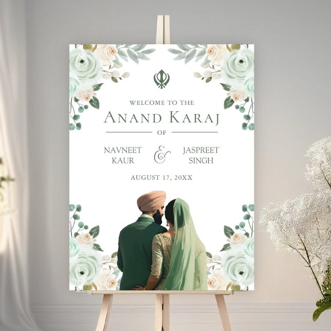 Póster Signo de bienvenida de Sage Green Floral Anand Kar (Subido por el creador)