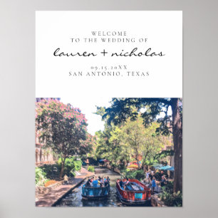 Póster Signo de bienvenida de San Antonio Riverwalk Boda