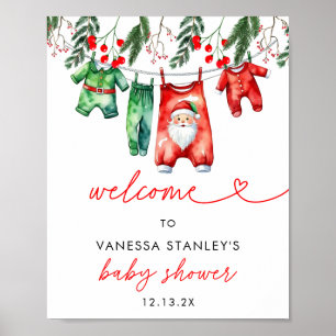Póster Signo de bienvenida de Santa Baby Shower para Navi